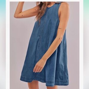 Denim Blue Sleeveless Swing Dress